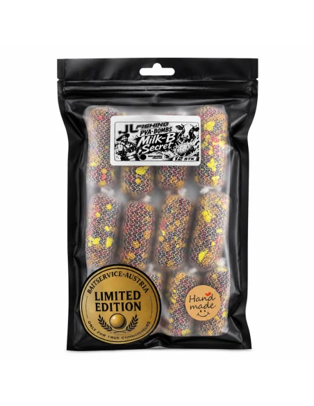 JJ-Fishing PVA Bomb Milk-B Secret BSA Edition 12 Stück Ready PVA Sticks Long Cast Hand Made in Austria Baitservice-Köder-JJ-F...