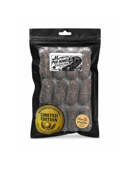 JJ-Fishing PVA Bomb Black Red Mamba BSA Edition 12 Stück Ready PVA Sticks Long Cast Hand Made in Austria Baitservice-Köder-JJ...