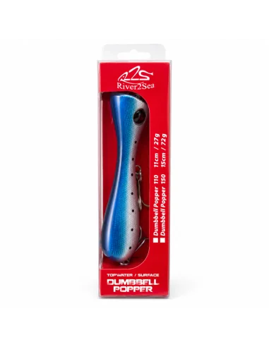 River2Sea Dumbbell Popper 110mm 28g Sardine Glow Belly Oberflächen Köder Topwater Süß & Salzwasser Tuna Killer-Blinker / Spin...