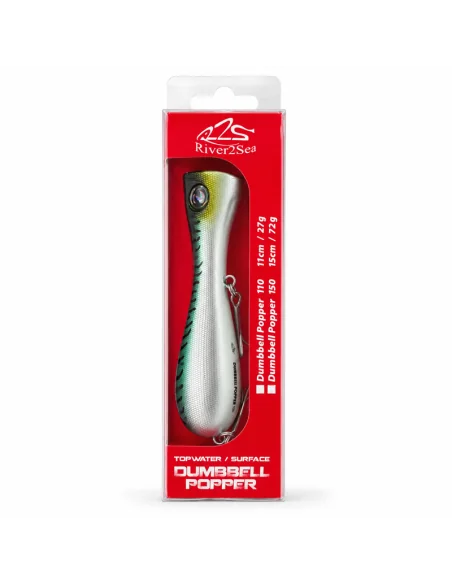 River2Sea Dumbbell Popper 150mm 64g Green Mackerel Oberflächen Köder Topwater Süß & Salzwasser Tuna Killer-Blinker / Spinnköd...