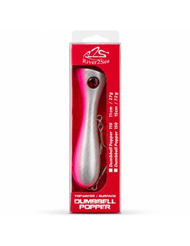 River2Sea Dumbbell Popper 150mm 64g Pink Silver Oberflächen Köder Topwater Süß & Salzwasser Tuna Killer-Blinker / Spinnköder-...