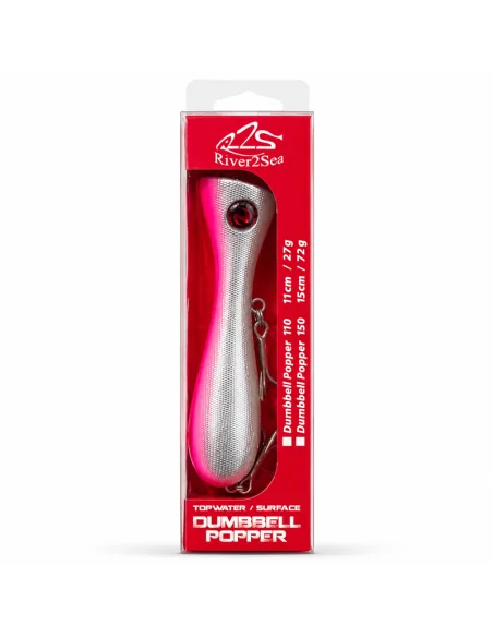 River2Sea Dumbbell Popper 150mm 64g Pink Silver Oberflächen Köder Topwater Süß & Salzwasser Tuna Killer-Blinker / Spinnköder-...