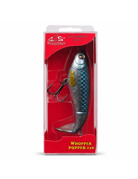 River2Sea Whopper Plopper 110mm Blue Blood 28g Oberflächen Köder Das Original Hechtmagnet Topwater-Blinker / Spinnköder-JJ-Fi...