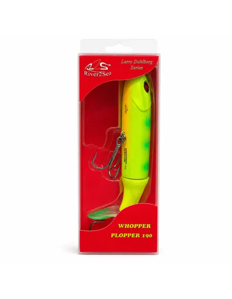 River2Sea Whopper Plopper 190mm Fire Tiger 78g Oberflächen Köder Das Original Hechtmagnet Topwater-Blinker / Spinnköder-JJ-Fi...
