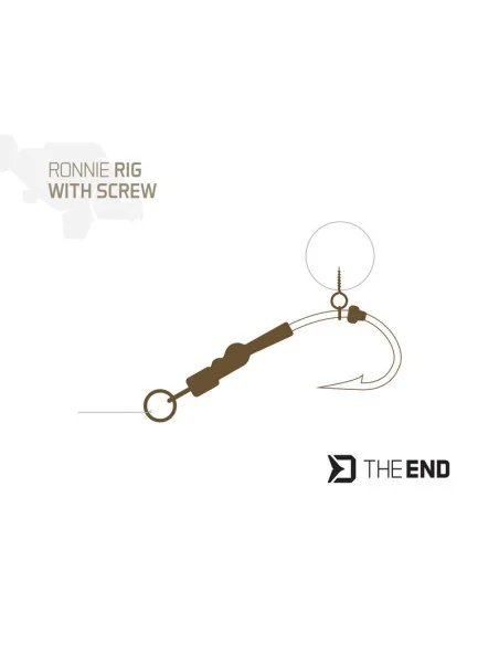 Delphin THE END 6 Ronnie Rig mit Bait Screw Bohrer 4 Stück Ready Rig Ultra Scharf-Endtackle-JJ-Fishing