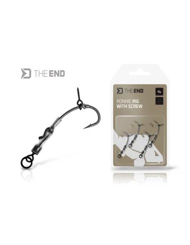 Delphin THE END 6 Ronnie Rig mit Bait Screw Bohrer 4 Stück Ready Rig Ultra Scharf-Endtackle-JJ-Fishing