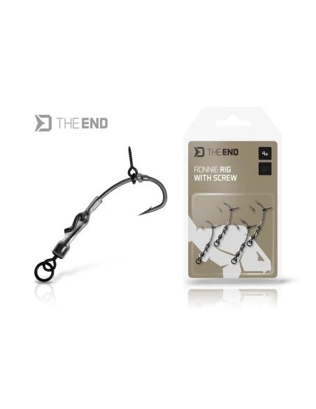 Delphin THE END 8 Ronnie Rig mit Bait Screw Bohrer 4 Stück Ready Rig Ultra Scharf-Endtackle-JJ-Fishing
