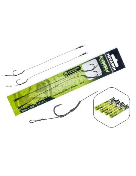 Mivardi EASY Black 1 Classic Boilie Rig mit Swivel Karpfen Vorfach 2 Stück-Vorfächer-JJ-Fishing