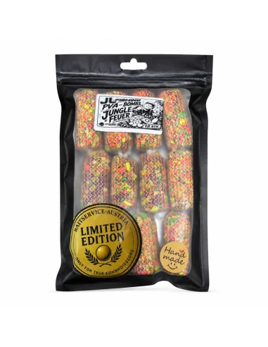 JJ-Fishing PVA Bomb Jungle Feuer Dr. Baits Edition BSA 12 Stück Ready PVA Sticks Long Cast Hand Made in Austria Baitservice-K...