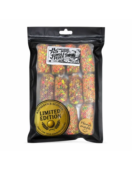 JJ-Fishing PVA Bomb Jungle Feuer Dr. Baits Edition BSA 12 Stück Ready PVA Sticks Long Cast Hand Made in Austria Baitservice-K...