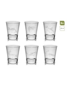 Delphin SHOTY 6in1 6x55ml Glasbecher-Set Schnapsglas Stamperl mit Fisch Design-Diverse Geschenkideen-JJ-Fishing