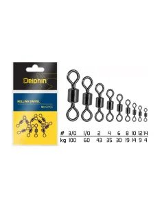 Delphin Rolling Swivel A-01 10 Stück Größe 10 Angelwirbel-Endtackle-JJ-Fishing