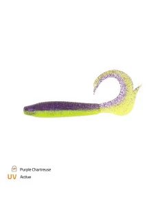 Zeck Fishing Drag-Tail 12cm Purple Chartreuse 3 Stück Twister Big Fish-Gummifische / Gummiköder-JJ-Fishing