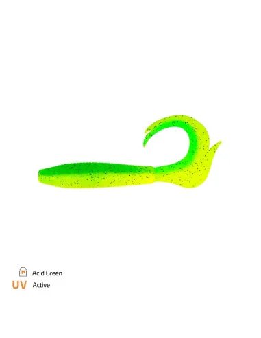 Zeck Fishing Drag-Tail 12cm Acid Green 3 Stück Twister Big Fish-Gummifische / Gummiköder-JJ-Fishing