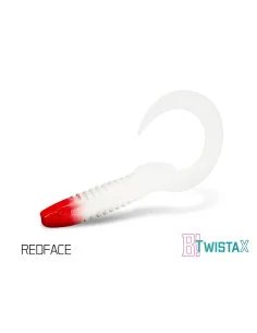 Delphin TwistaX Eeltail REDFACE 6cm UV Active Twister Eel 5 Stück Gummifisch Spinnköder-Köder-JJ-Fishing