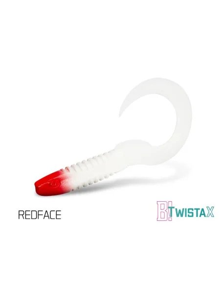 Delphin TwistaX Eeltail REDFACE 6cm UV Active Twister Eel 5 Stück Gummifisch Spinnköder-Köder-JJ-Fishing