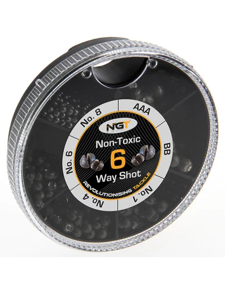 NGT 6 Way Non Toxic Split Shot Angelblei Bleischroot Bleiersatz-Blei-JJ-Fishing