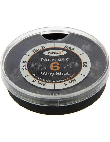 NGT 6 Way Non Toxic Split Shot Angelblei Bleischroot Bleiersatz-Blei-JJ-Fishing
