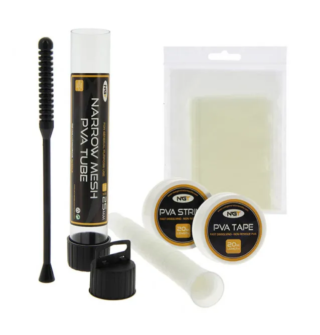 NGT PVA Session Pack 7m Narrow Tube, Tape, String & Bags wasserlöslich-PVA-JJ-Fishing