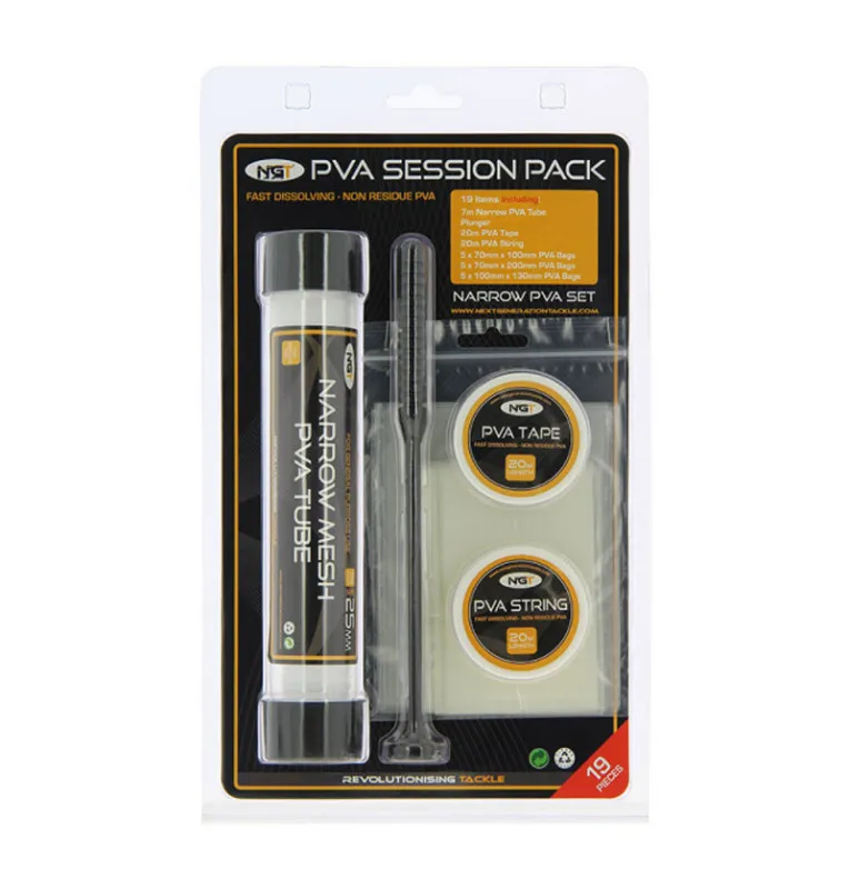 NGT PVA Session Pack 7m Narrow Tube, Tape, String & Bags Water Soluble-PVA-JJ-Fishing