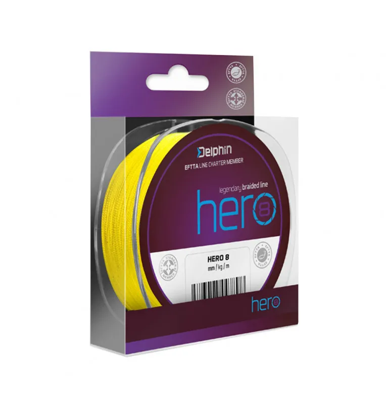 Delphin Hero 8 0,12mm 8,20kg 300m geflochtene Angelschnur Fluo Gelb-Schnüre-JJ-Fishing