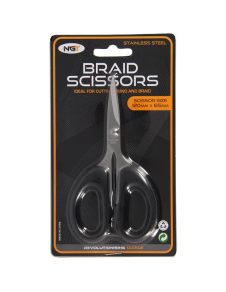 NGT Black Braid Scissors Schere Angelschere extra scharf Karpfenangeln Endtackle-Werkzeuge-JJ-Fishing