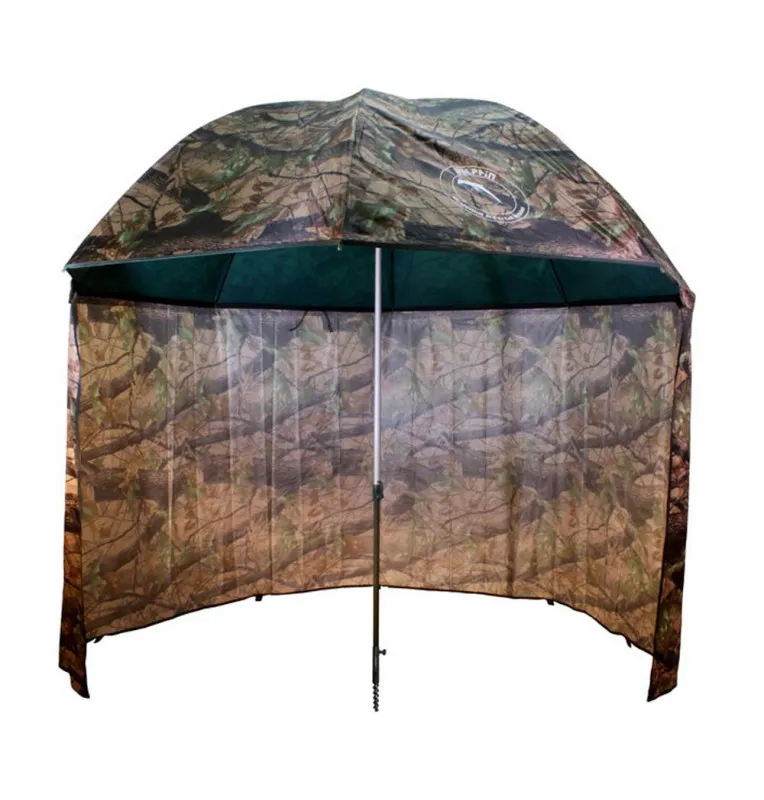Delphin Camo Brolly with side wall fishing screen-Umbrellas & Tents-JJ-Fishing