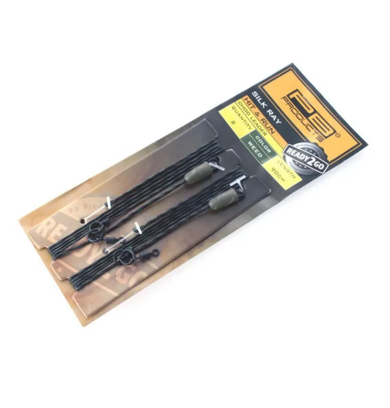 PB Products Ready2Go Silk Ray Hit & Run Chod Leader Weed 90cm 2 Stück-Endtackle-JJ-Fishing