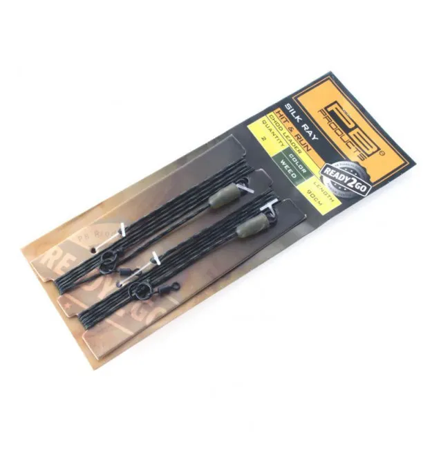 PB Products Ready2Go Silk Ray Hit & Run Chod Leader Weed 90cm 2 Stück-Endtackle-JJ-Fishing