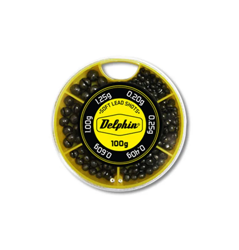 Delphin Klemmblei Sortiment Soft 0,20-1,25g Lead Shots (Gelbe Box) Posenangeln-Blei-JJ-Fishing