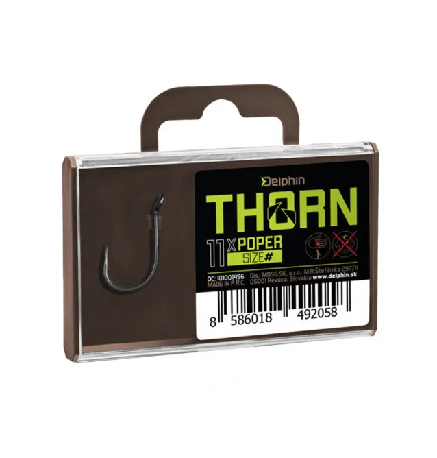 Delphin Thorn Poper Chod Hooks 11 Stück Größe 4 Barbed Angelhaken extra scharf mit Transportbox-Endtackle-JJ-Fishing