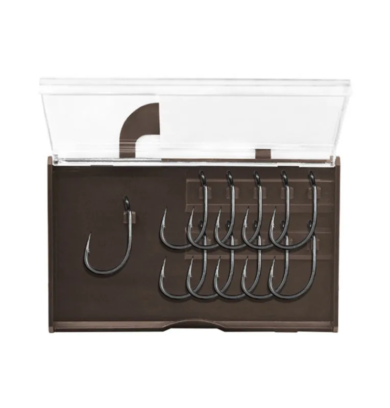Delphin Thorn Wide Gape Hooks 11 pieces size 8 barbed fish hooks extra sharp with transport box-Hook & Co-JJ-Fishing