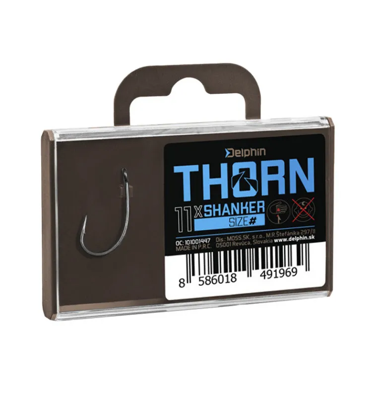 Delphin Thorn Shanker Curve Hooks 11 Stück Größe 6 Barbed Angelhaken extra scharf mit Transportbox-Endtackle-JJ-Fishing