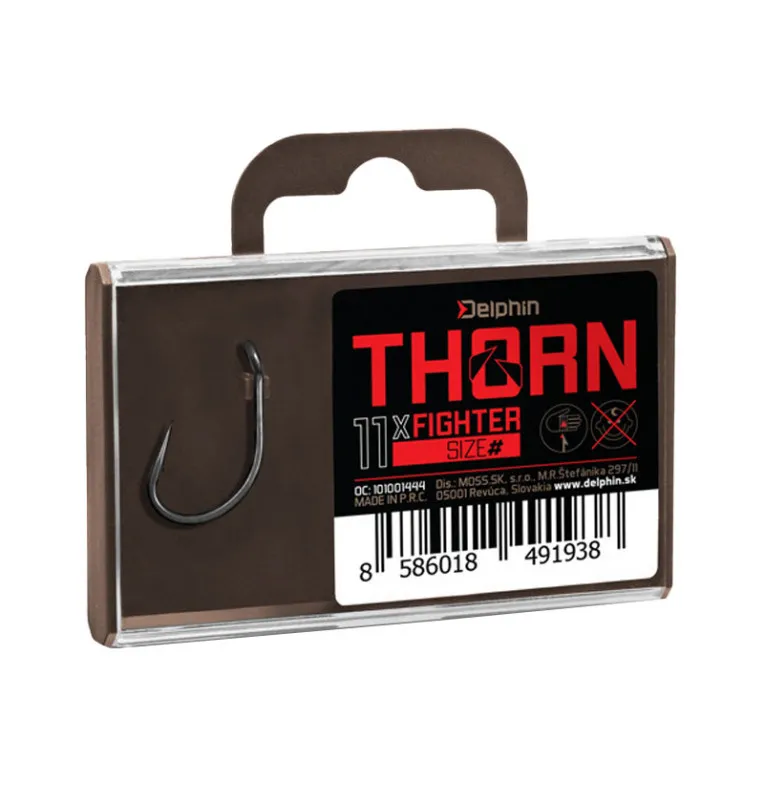 Delphin Thorn Fighter Power Hooks 11 Stück Größe 4 Barbed Angelhaken extra scharf mit Transportbox-Hook & Co-JJ-Fishing