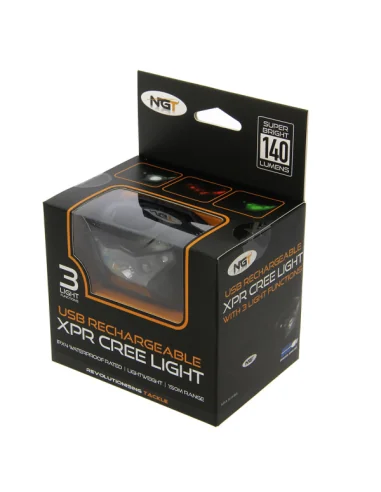 NGT XPR Cree Kopflampe Karpfenangeln mit Akku und Hardcase-Beleuchtung-JJ-Fishing