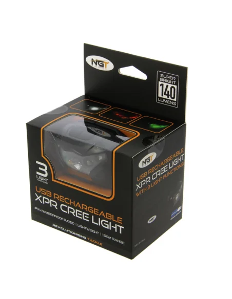 NGT XPR Cree Kopflampe Karpfenangeln mit Akku und Hardcase-Beleuchtung-JJ-Fishing