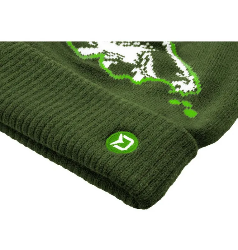 Delphin Carper Winterhaube Mütze mit Karpfenmotiv Grün extra Warm-Kappen & Hauben-JJ-Fishing