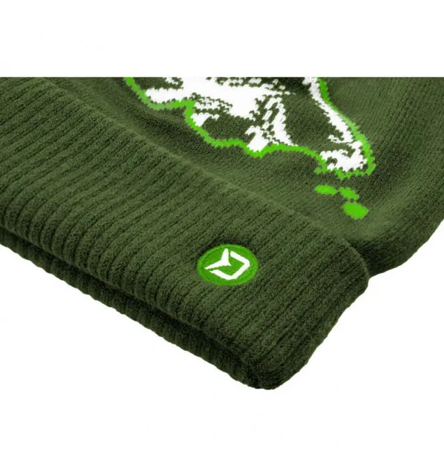Delphin Carper Winterhaube Mütze mit Karpfenmotiv Grün extra Warm-Kappen & Hauben-JJ-Fishing
