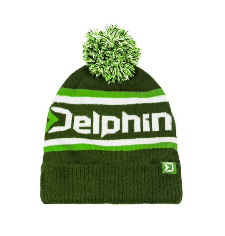 Delphin Retro Winterhaube Mütze Grün/Weiß extra Warm-Kappen & Hauben-JJ-Fishing
