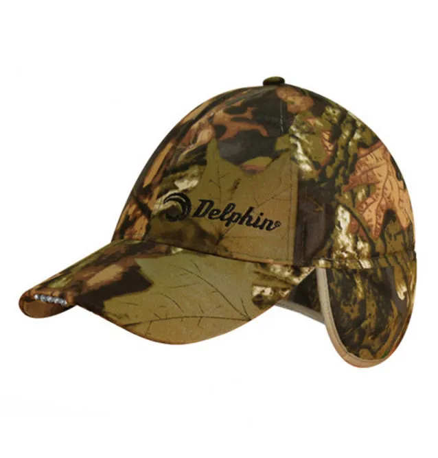 Delphin Wintermütze mit LED Camo Cap extra Warm mit Ohrschutz-Kappen & Hauben-JJ-Fishing