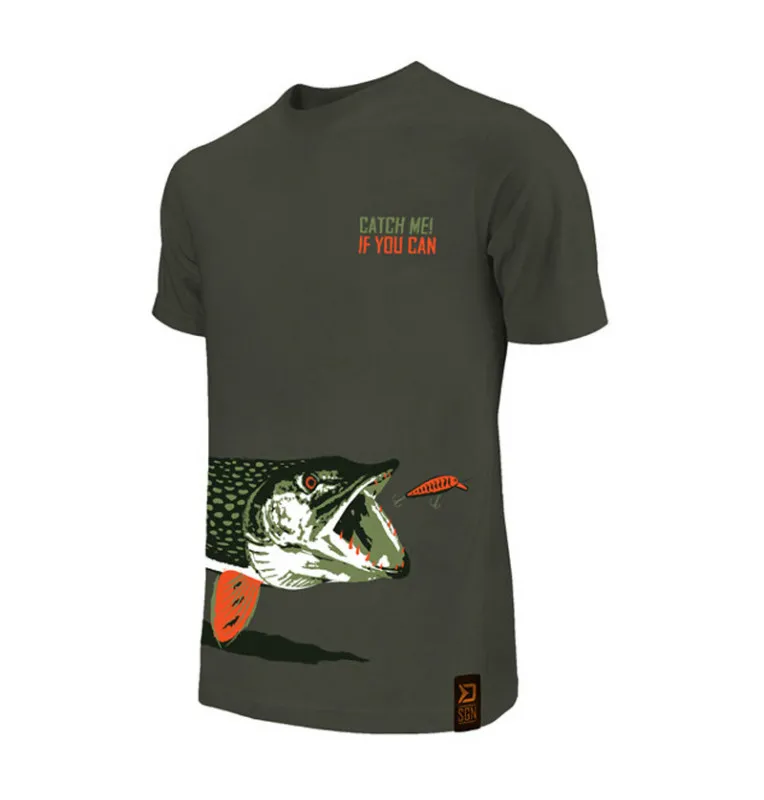 Delphin T-Shirt Catch me! Pike Größe XL Predator Hecht-Hoodie, Shirts, Jacken & Co-JJ-Fishing