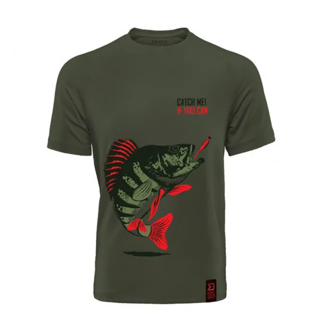 Delphin T-Shirt Catch me! Perch Größe XXXL Predator Barsch-Hoodie, Shirts, Jacken & Co-JJ-Fishing