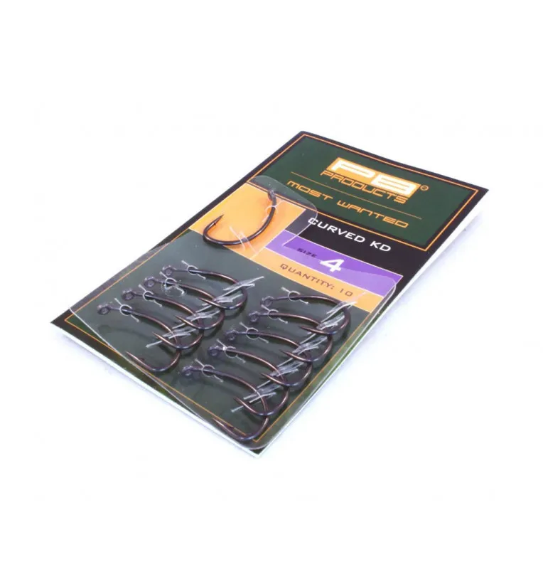 PB Products Curved KD Haken Barbed mit DBF-Beschichtung 10 Stück Größe 8 Angelhaken-Endtackle-JJ-Fishing