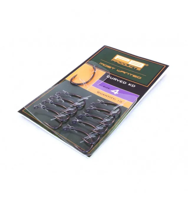 PB Products Curved KD Haken Barbed mit DBF-Beschichtung 10 Stück Größe 8 Angelhaken-Endtackle-JJ-Fishing