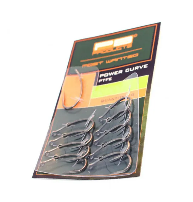 PB Products Power Curve Hook with PTFE coating Barbed 10 pieces size 2 fish hooks-Hook & Co-JJ-Fishing