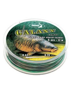 Katran Galaxy Camou Taper Mono Shock Leader 0,28-0,47mm 5 Stück 12m Konische Schlagschnur 12m 5 Stk.-Endtackle-JJ-Fishing