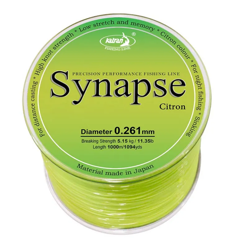 Katran Synapse Citron 0,261 mm 5,15Kg 1000m Fishing Line Angelschnur Gelb Sinkend-Cords-JJ-Fishing