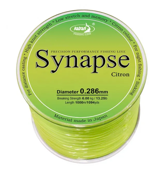 Katran Synapse Citron 0,286 mm 6,00Kg 1000m Fishing Line Angelschnur Gelb Sinkend-Cords-JJ-Fishing
