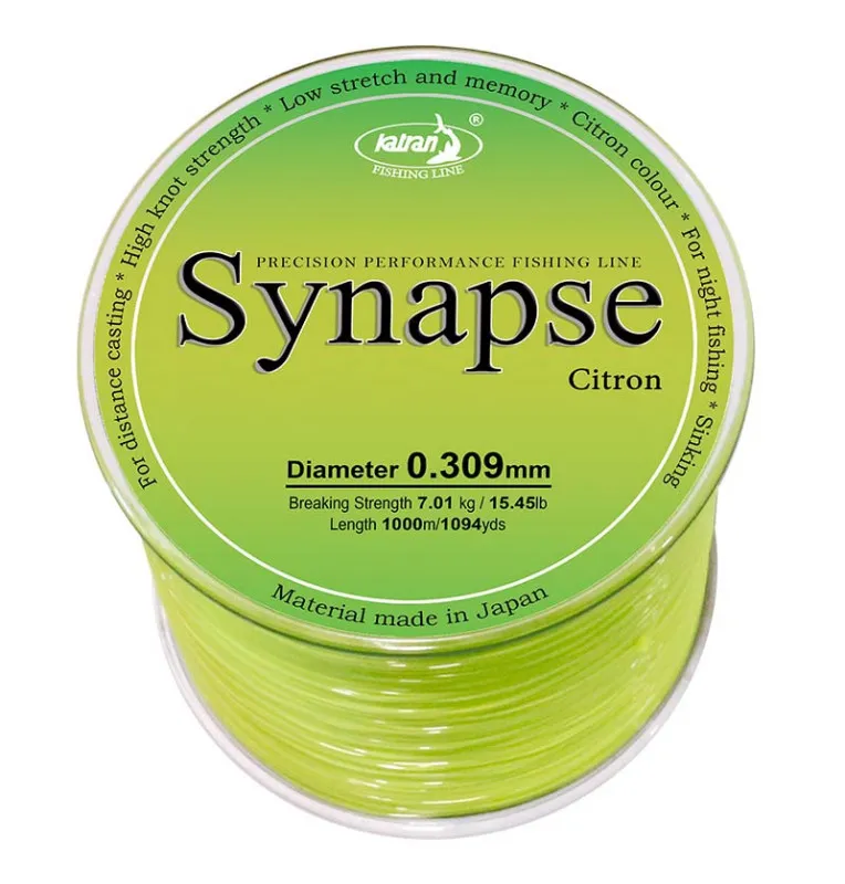 Katran Synapse Citron 0,309 mm 7,01Kg 1000m Fishing Line Angelschnur Gelb Sinkend-Cords-JJ-Fishing
