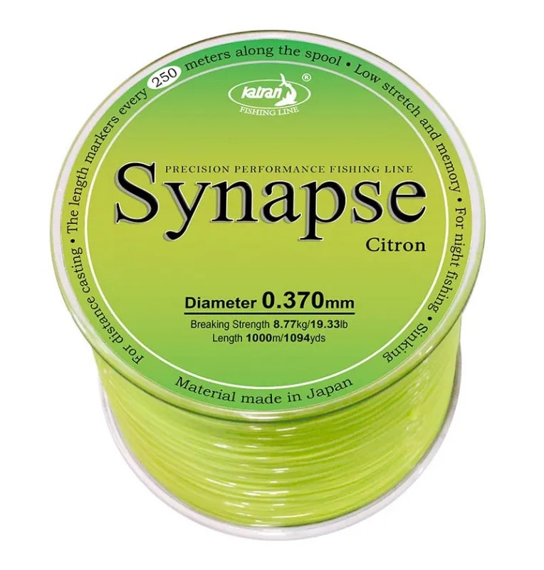 Katran Synapse Citron 0,370mm 8,77kg 1000m Gelb Fishing Line Angelschnur Gelb Sinkend-Schnüre-JJ-Fishing